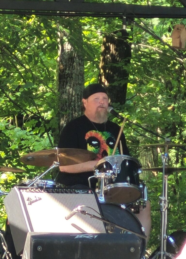 Chris Beard on drums at the Summer Solstice show