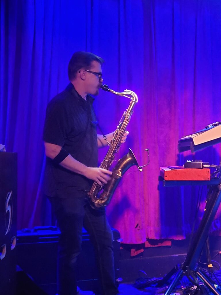 Nels Noseworthy playing saxophone at The 5 Spot, East Nashville