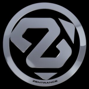 Zentrance circle-Z logo on a black background